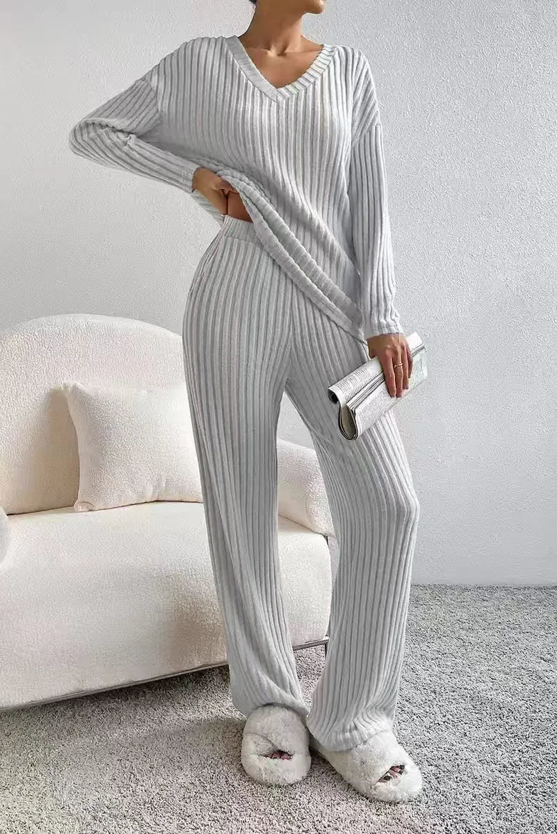 Ensemble Pyjama Femme Deux Pièces Côtelé
